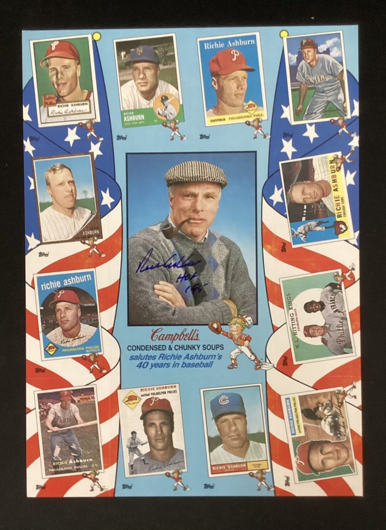 Richie Ashburn Signed 1989 Topps Campbell Soup Uncut Card HOF Autograph PSA/DNA