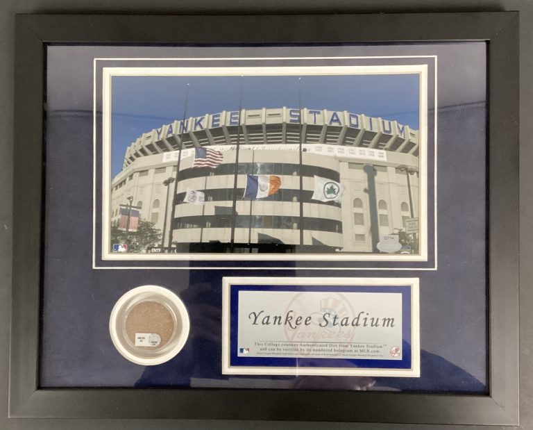 Yankee Stadium Mini Collage W Authentic Game Used Dirt 2007 ALDS NYY Vs Indians