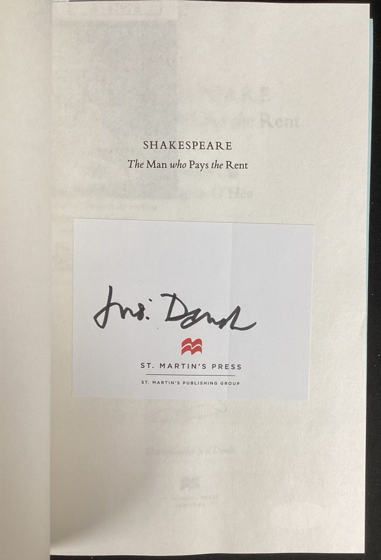 Judi Dench Signed Book Shakespeare The Man Who Pays The Rent O’Hea JSA 1
