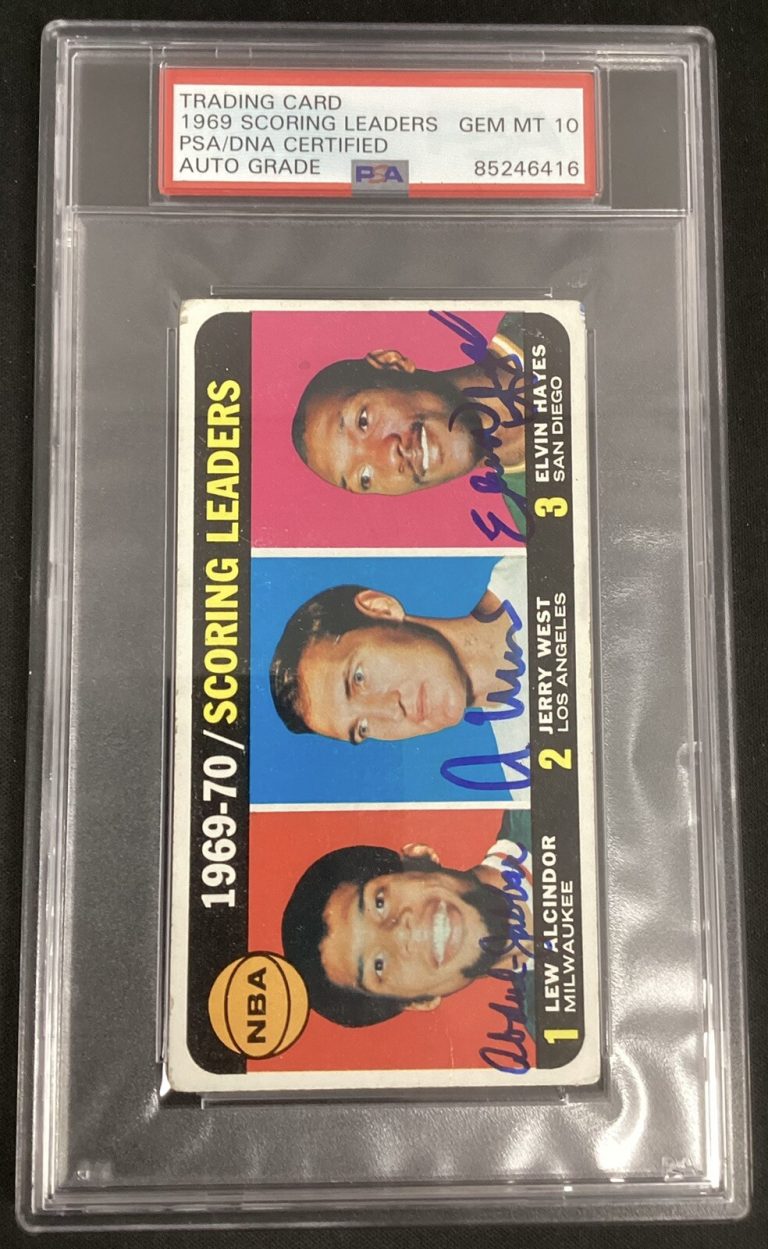 Kareem Abdul Jabbar Signed 1970 Topps 1 Scoring Leaders +2 Autograph PSA/DNA 10
