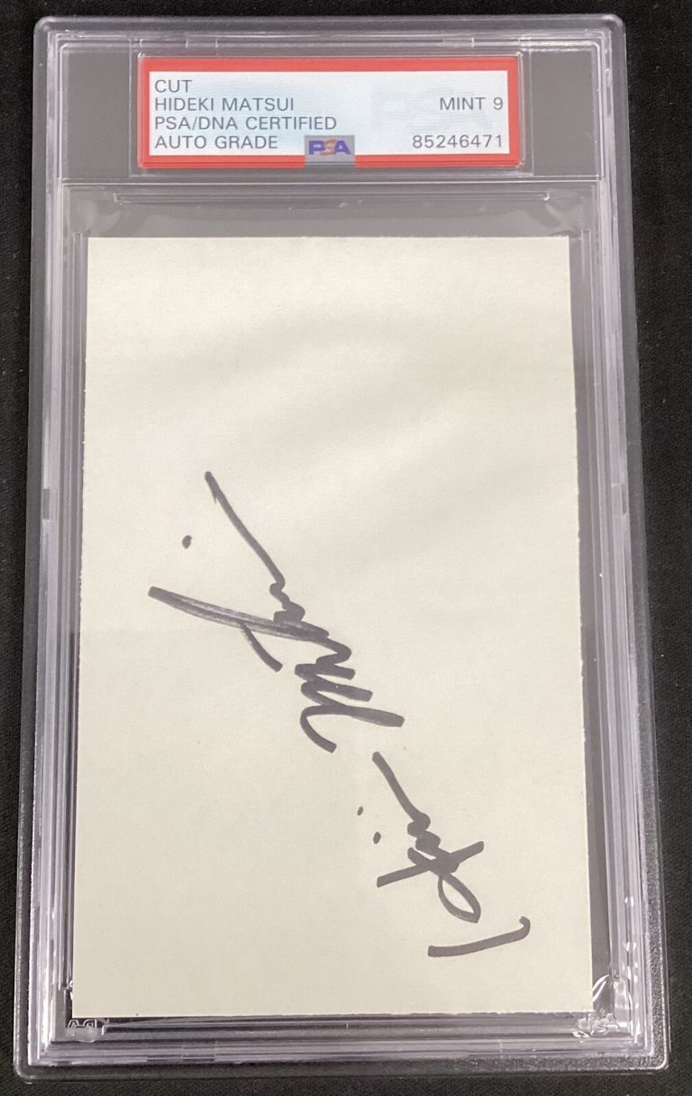 Hideki Matsui Signed Cut Baseball New York Yankees WS MVP Autograph PSA/DNA 9