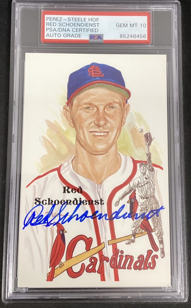 Red Schoendienst Signed Perez Steele Postcard Cardinals HOF PSA/DNA Autograph
