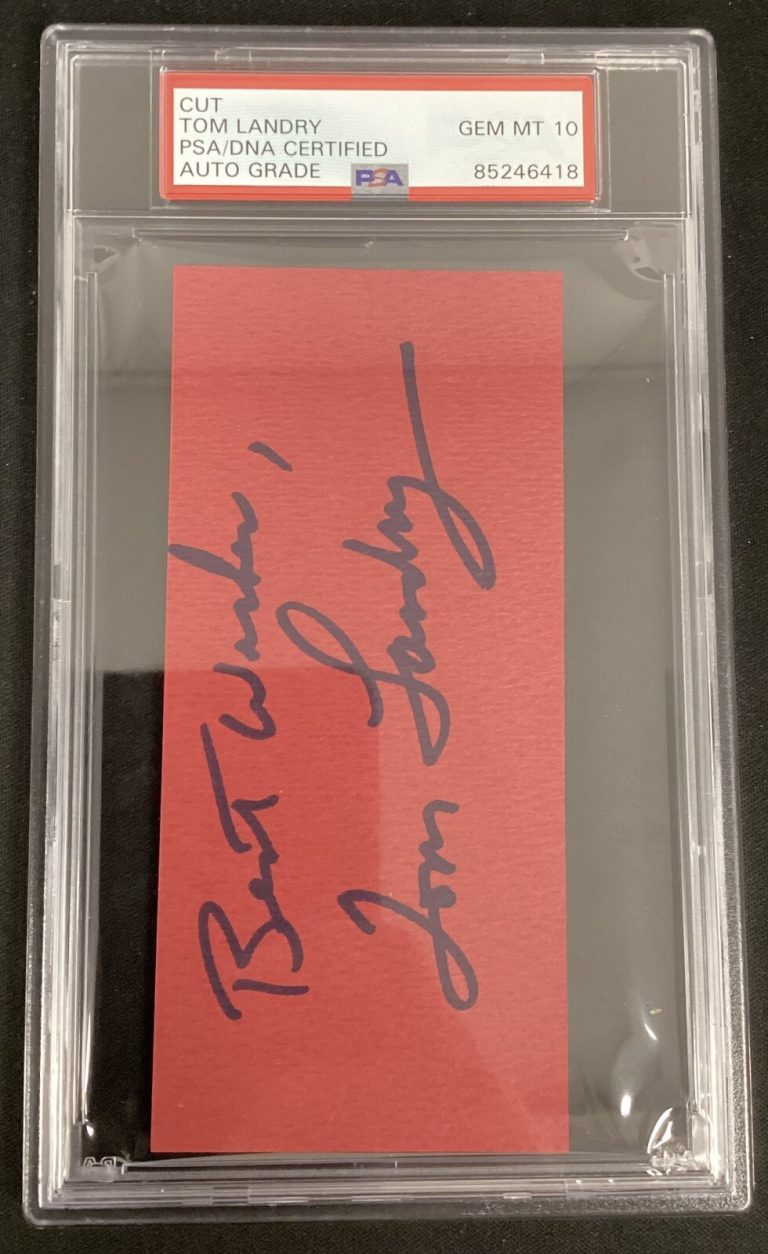 Tom Landry Signed Index Card NFL Football Dallas Cowboys HOF Autograph PSA/DNA 1