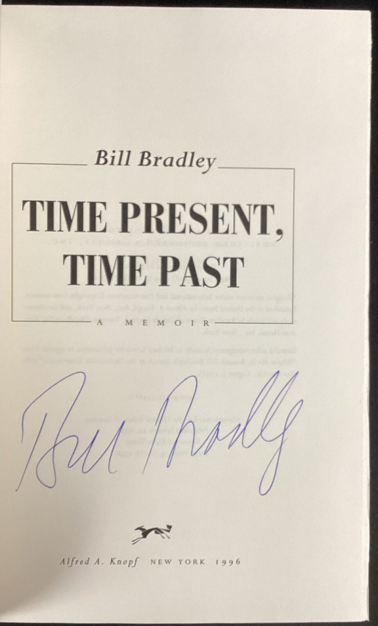 Bill Bradley Signed Book Time Present Time HCB Past NJ Senator Autograph TPG #1