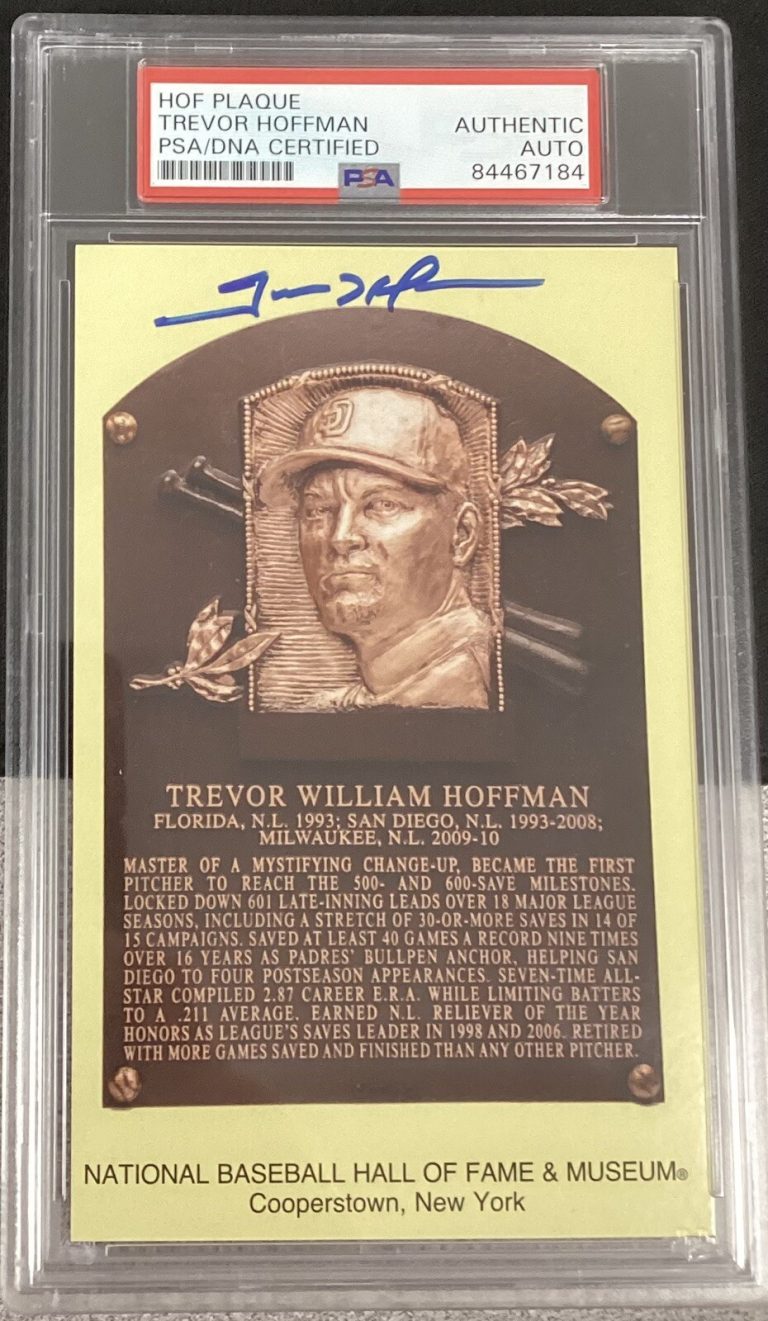 Trevor Hoffman Signed Gold HOF Plaque Postcard Padres Brewers Autograph PSA/DNA