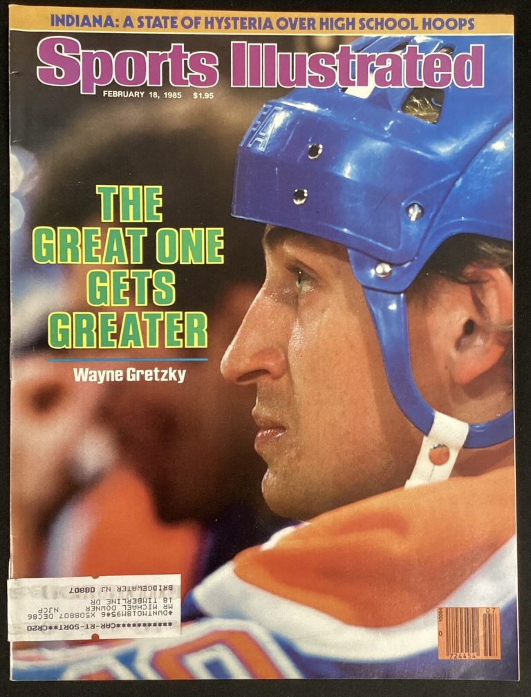 Wayne Gretzky Sports Illustrated Magazine 2/18/1985 Label Edmonton Oilers Hockey