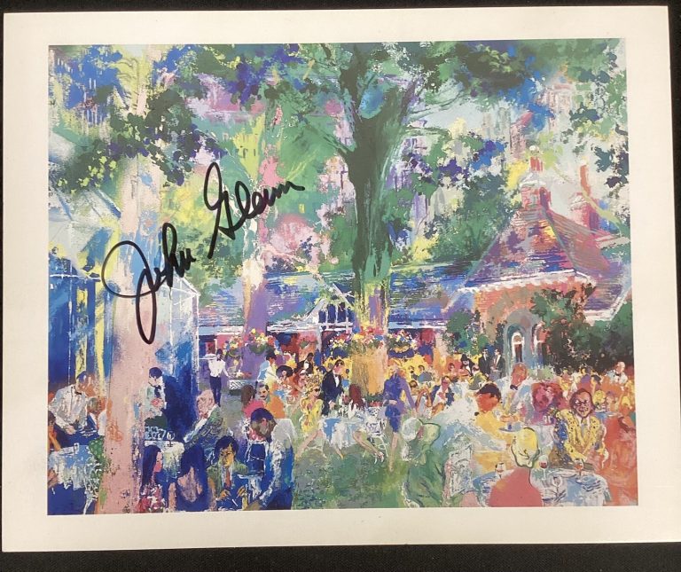 Jon Glenn Signed Leroy Neiman Postcard Tavern On The Green Space Autograph JSA