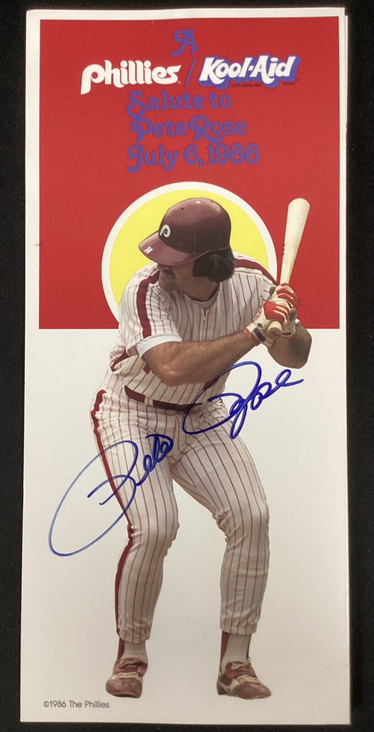 Pete Rose Signed 1986 Fold Out Kool Aid Phillies Charlie Hustle Auto PSA/DNA