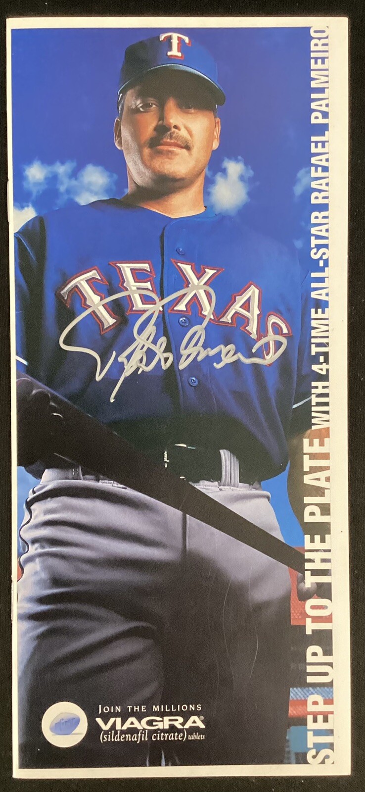 Rafael Palmeiro Signed Advertisement Texas Rangers Baseball Auto PSA/DNA