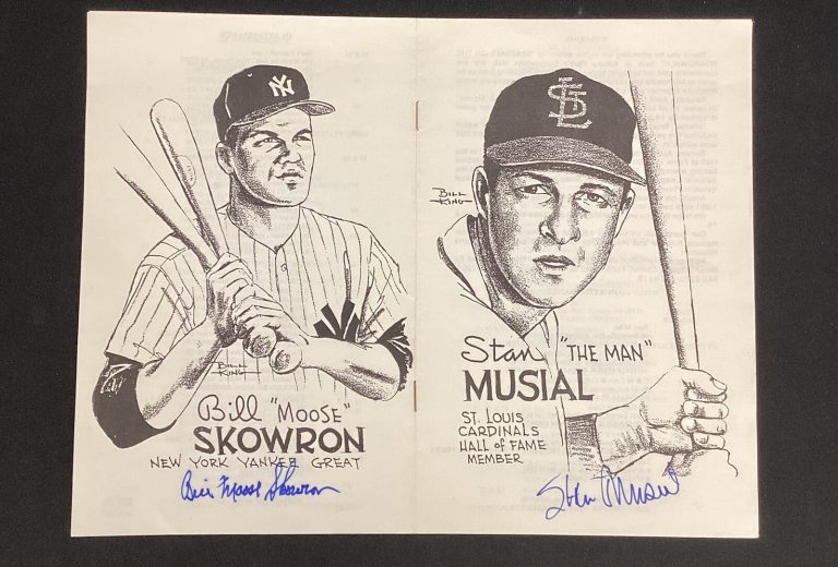 Stan Musial Signed Program Baseball Bill Skowron Cardinals Yankees Auto PSA/DNA