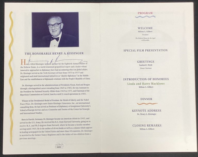 Henry Kissinger Signed Program United States Political Peter Max Autograph JSA