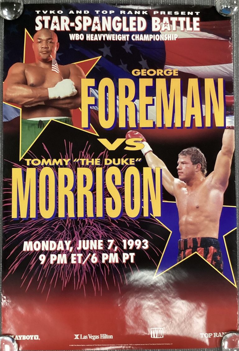 Tommy Morrison vs George Foreman Vintage Boxing Fight Poster WBO Heavyweight