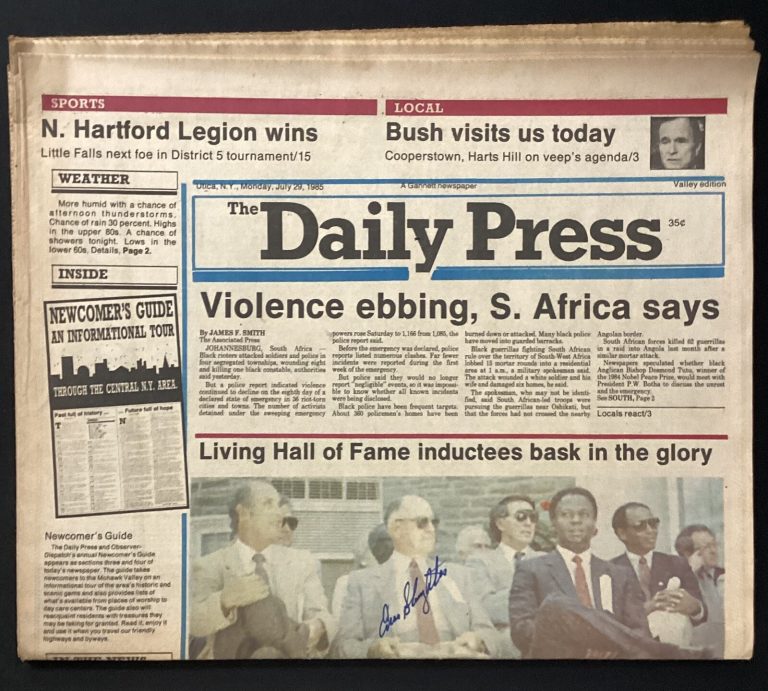 Enos Slaughter Signed Daily Press Newspaper Baseball Cardinals Autograph TPG