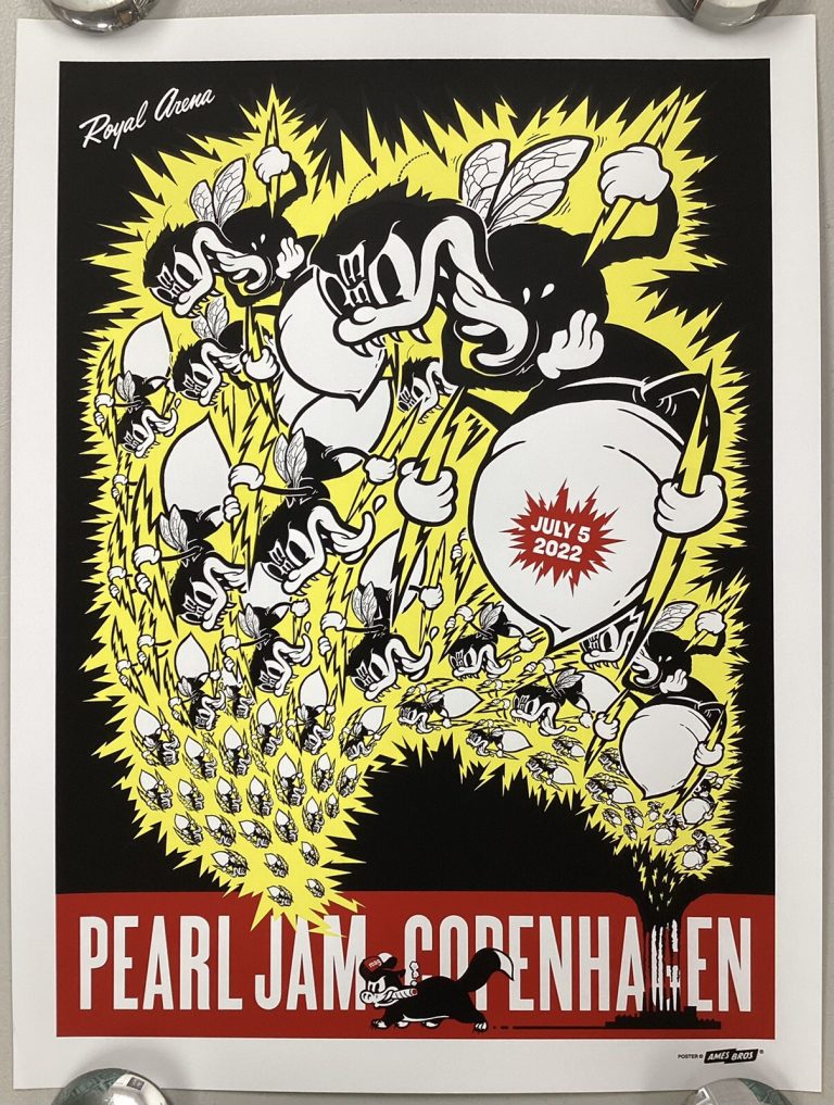 Pearl Jam Poster Copenhagen Denmark 7/5/2022 Eddie Vedder Gig Bee Ames Brothers