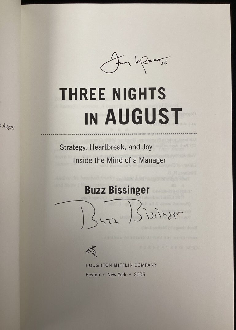 Tony LaRussa Signed 3 Nights In August Baseball Buzz Bissinger Autograph TPG