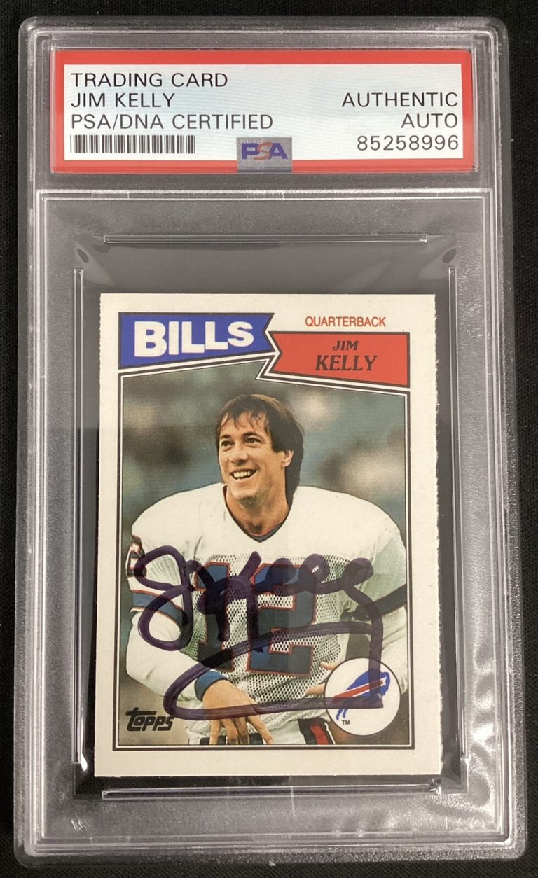 Jim Kelly Signed 1987 Topps Mini #72 Football Card Bills HOF Autograph PSA/DNA