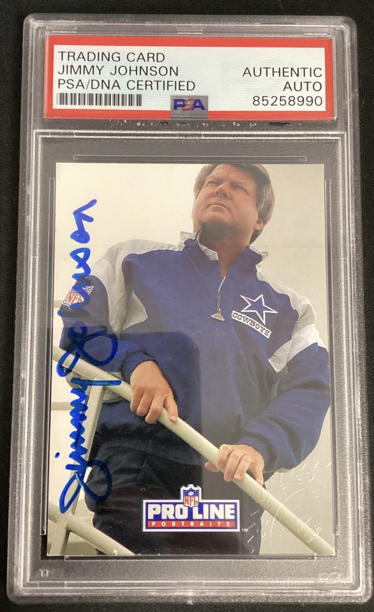 Jimmy Johnson Signed 1991 Proline Football Card Cowboys HOF Autograph PSA/DNA