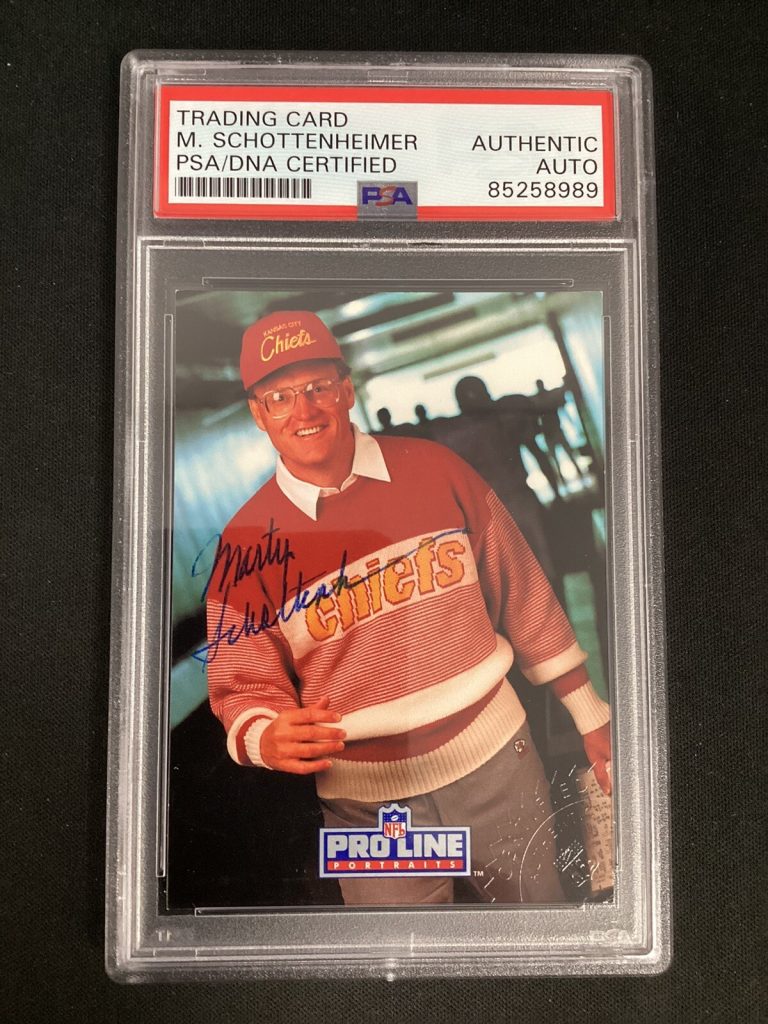 Marty Schottenheimer Signed 1991 Proline Football Card Chiefs Auto PSA/DNA
