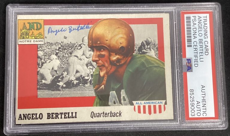 Angelo Bertelli Signed 1955 Topps All American #76 Football Card RC Auto PSA/DNA