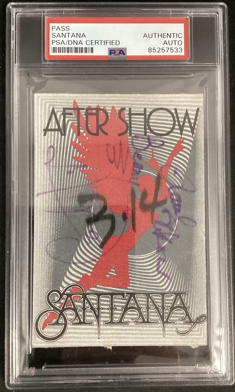 Carlos Santana Signed 1991 Backstage Pass Santana Music Autograph PSA/DNA