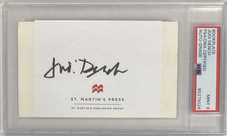 Judi Dench Signed Bookplate M James Bond Queen Actor Autograph PSA/DNA Mt 9