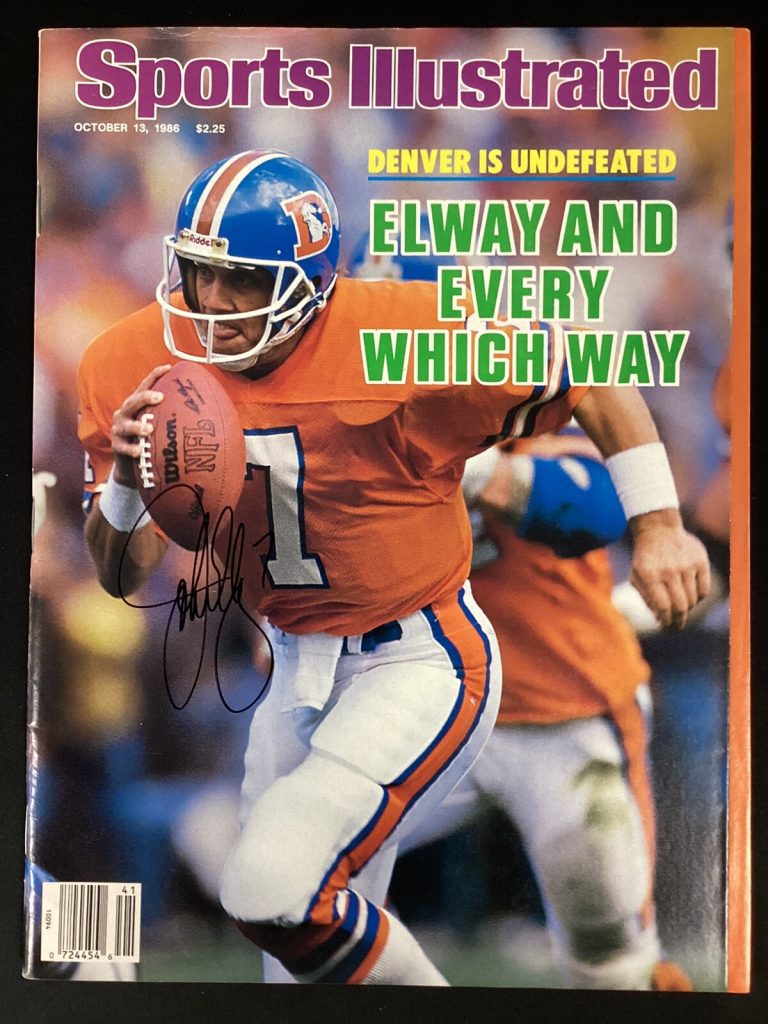 John Elway Signed Sports Illustrated 10/13/86 No Label Broncos Autograph HOF JSA
