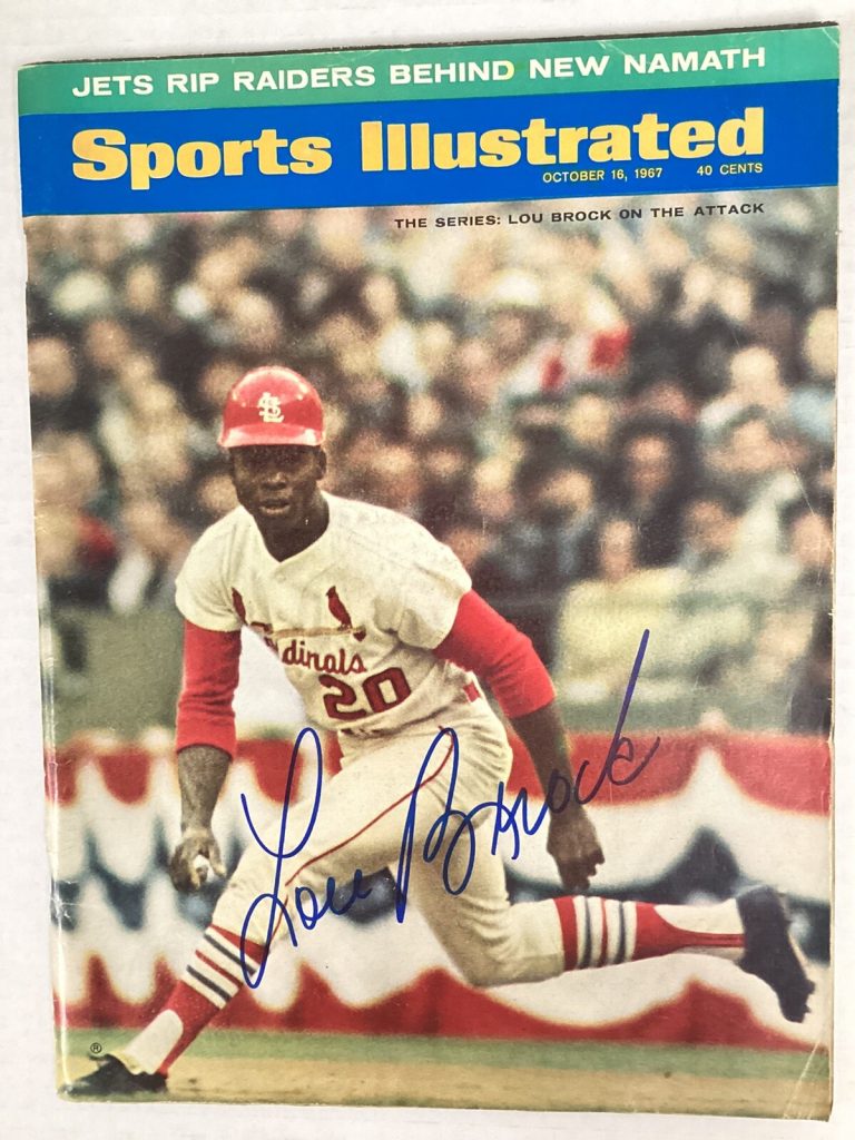 Lou Brock Signed Sports Illustrated 10/16/1967 No Label 1st Autograph PSA/DNA