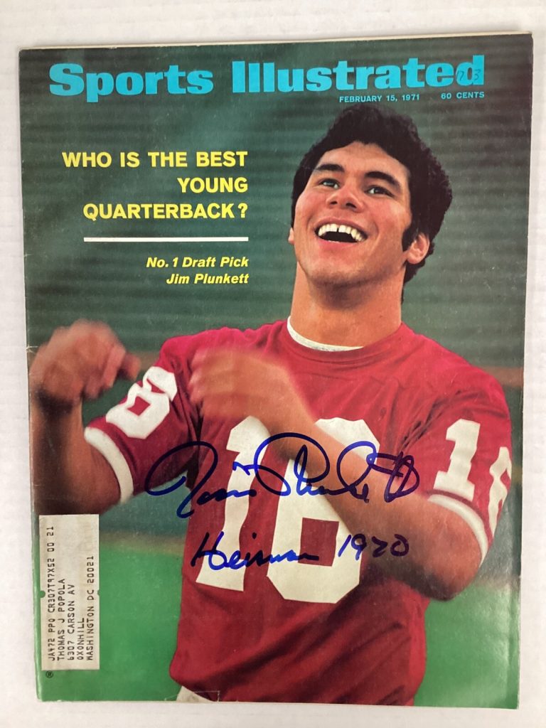 Jim Plunkett Signed Sports Illustrated 2/15/1971 Heisman 1970 Auto HOF PSA/DNA