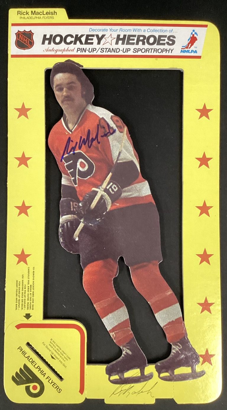 Rick MacLeish Signed Hockey Hero Stand Up Sportrophy Flyers Autograph JSA