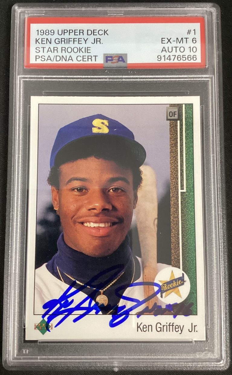 Ken Griffey Jr Signed 1989 Upper Deck Baseball Card RC Mariners PSA/DNA Auto 10