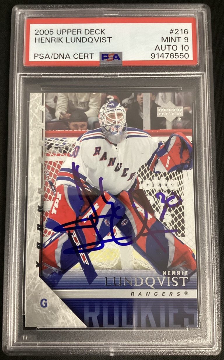 Henrik Lundqvist Signed 2005 Upper Deck #216 Hockey Card RC Auto PSA/DNA 9/10