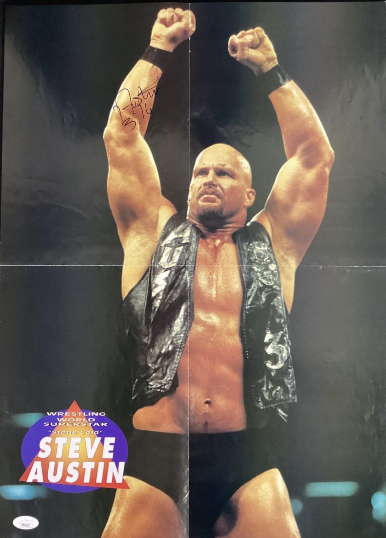 Steve Austin Signed Poster Magazine Stone Cold WWF Wrestling Autograph JSA