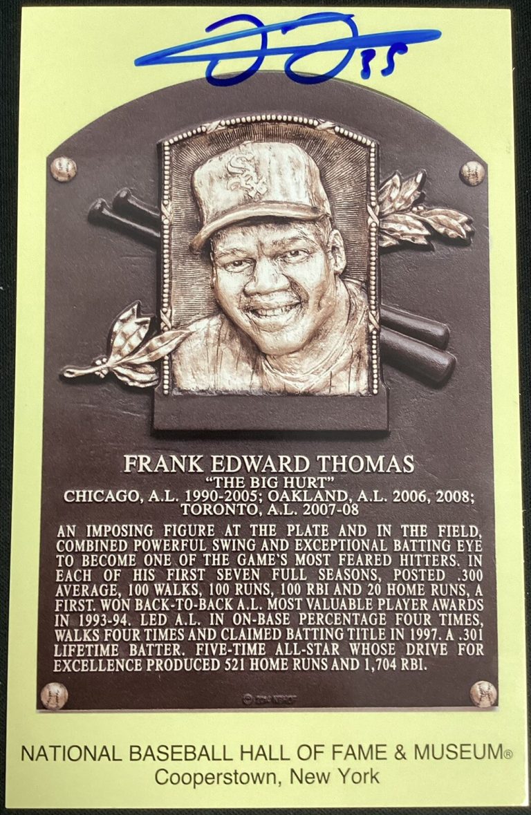 Frank Thomas Signed Gold HOF Plaque Postcard Yellow Autograph White Sox JSA