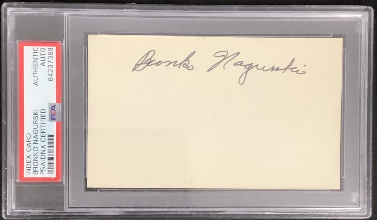 Bronko Nagurski Signed Index Card Cut Football Autograph Bears HOF PSA/DNA