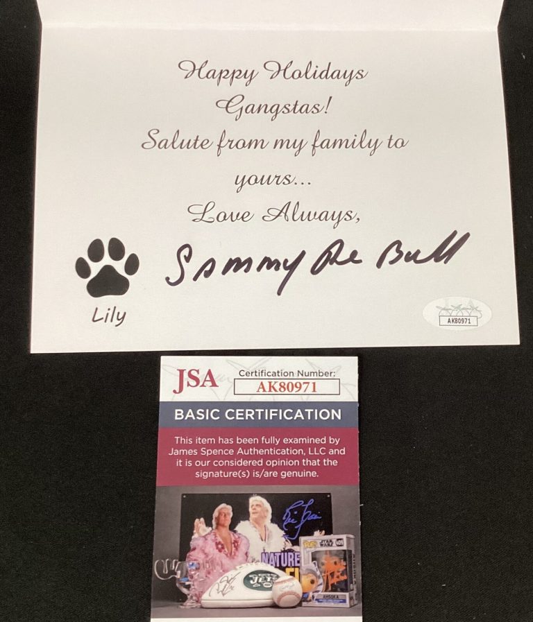 Sammy The Bull Gravano Signed Christmas Card & Env Mafia Gangsta Lily Auto JSA