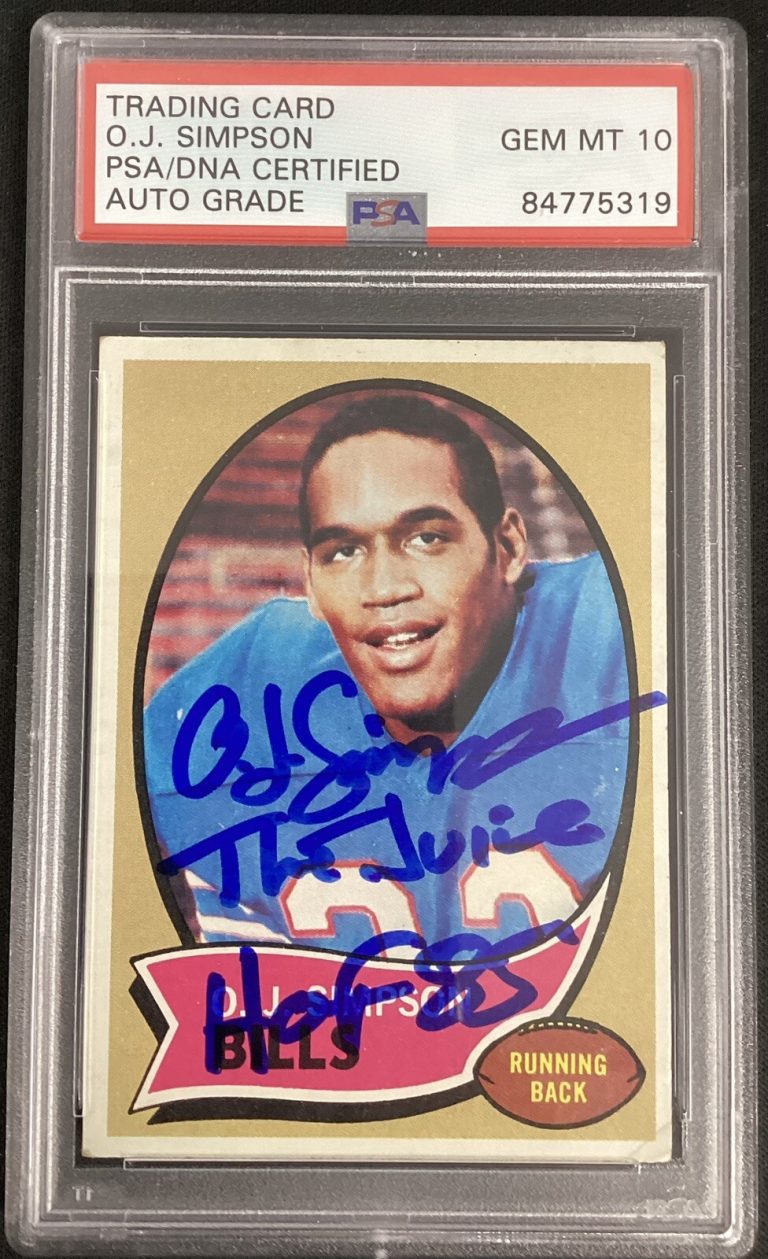 OJ Simpson Signed 1970 Topps #90 Rookie Card Football HOF PSA/DNA Auto Gem Mt 10