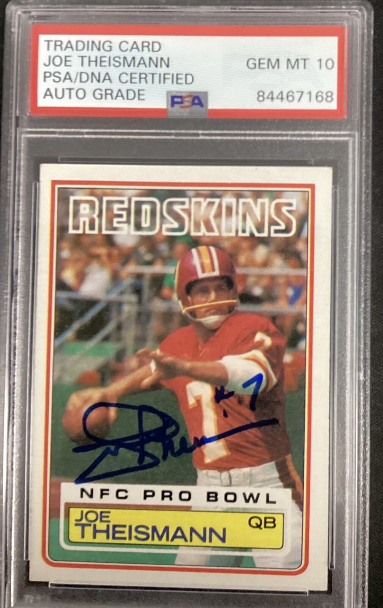Joe Theismann Signed 1983 Topps #199 Card Redskins PSA/DNA Autograph Gem Mt 10