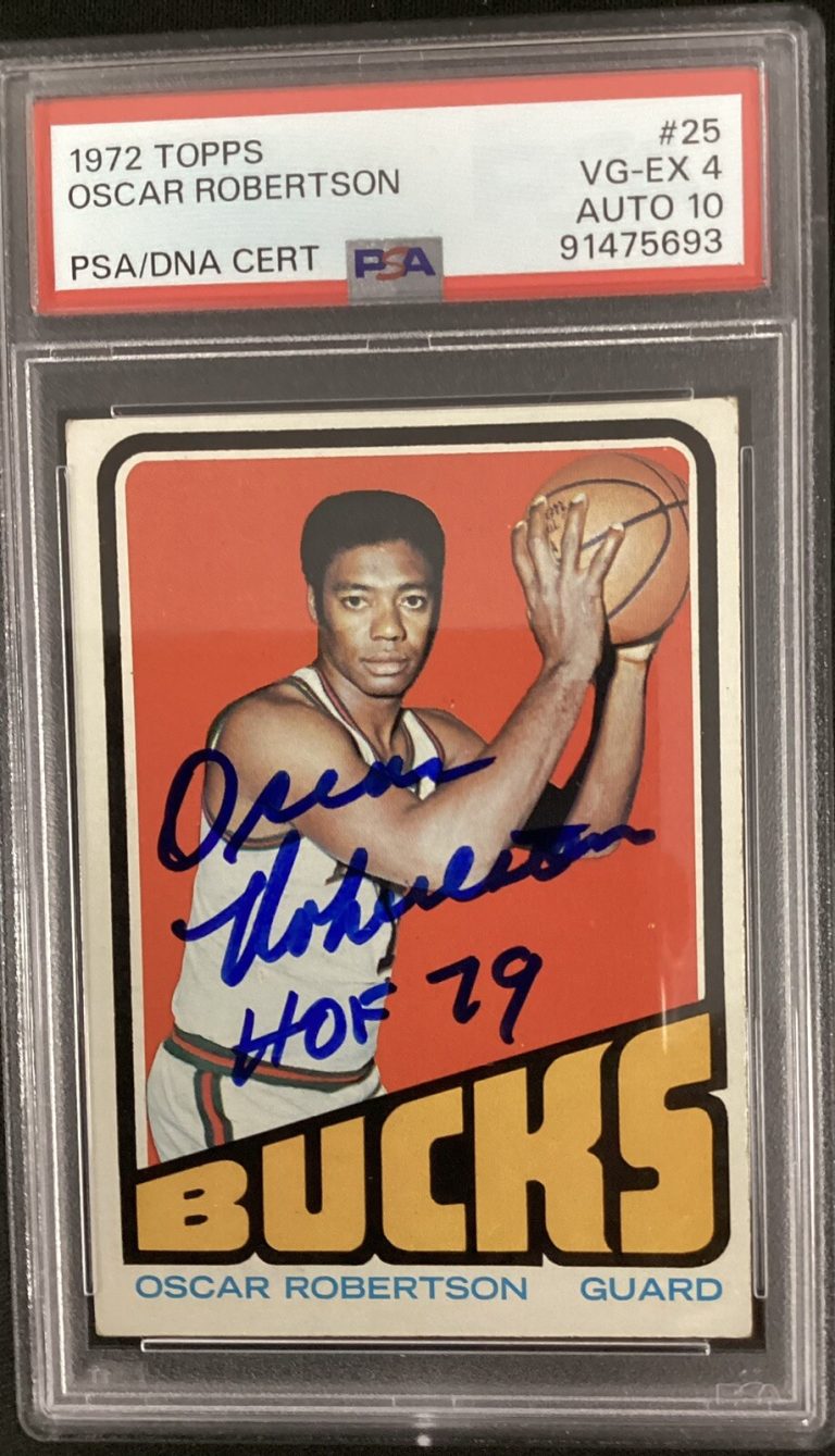Oscar Robertson Signed 1972 Topps #25 Basketball Card Autograph PSA/DNA 4/10