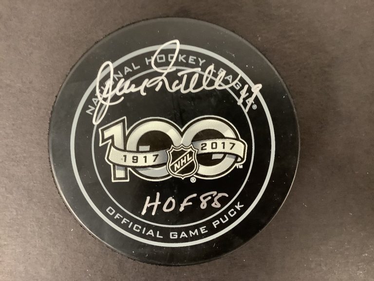 Jean Ratelle Signed Puck 100th Anniversary Hockey Autograph HOF 85 PSA/DNA #2