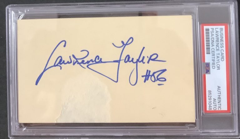 Lawrence Taylor Signed Cut Index Card Football Vintage Autograph HOF PSA/DNA
