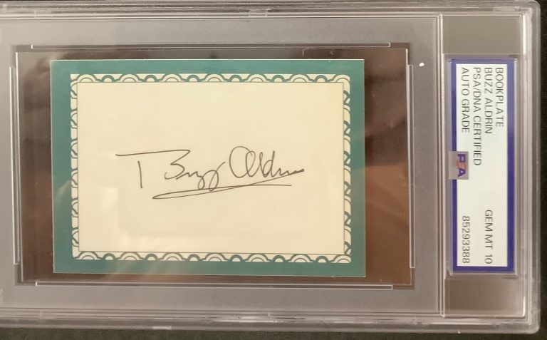 Buzz Aldrin Signed Bookplate Apollo NASA Moon Walker PSA/DNA Autograph Gem MT 10