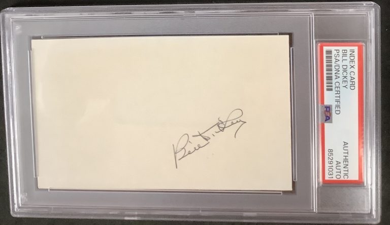 Bill Dickey Signed Index Card Baseball HOF Yankees Autograph Catcher PSA/DNA