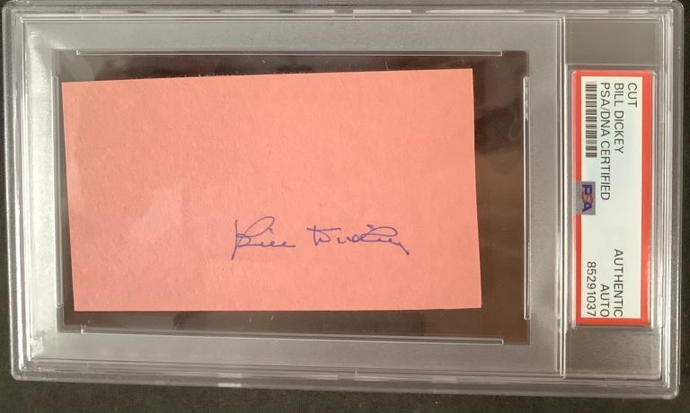 Bill Dickey Signed Cut Index Card Baseball HOF Yankees Autograph Catcher PSA/DNA