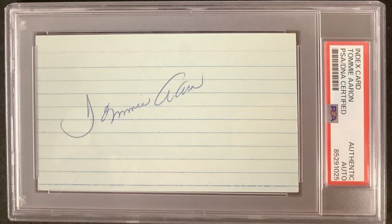 Tommie Aaron Signed Index Card Baseball Atlanta Braves Autograph PSA/DNA