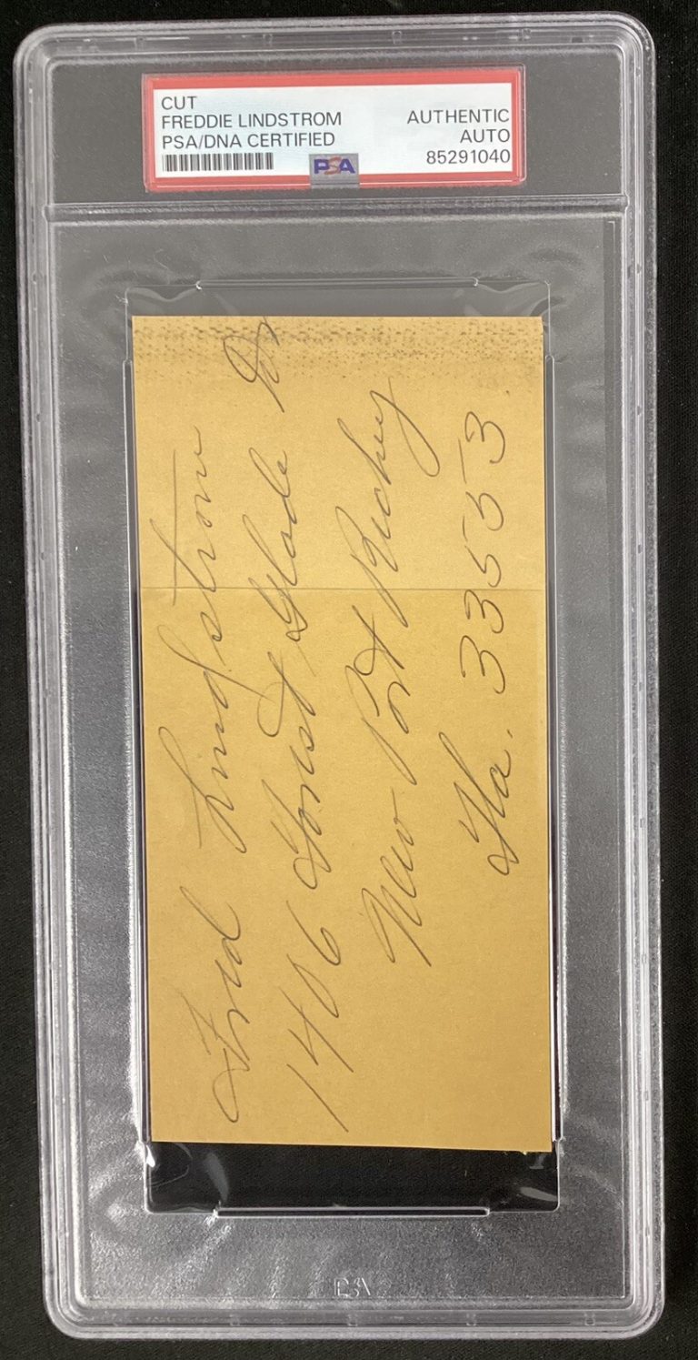 Freddie Lindstrom Signed Cut Baseball Index Card Like Autograph HOF Cubs PSA/DNA