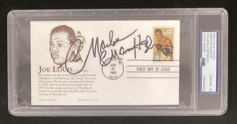 Marvin Hagler Signed FDC Envelope Joe Louis 1983 Autograph JSA & PSA/DNA Gem 10
