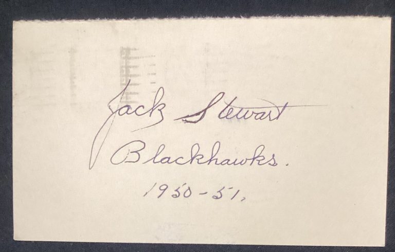 Jack Stewart Signed GPC Postcard Blackhawks Hockey HOF Autograph JSA