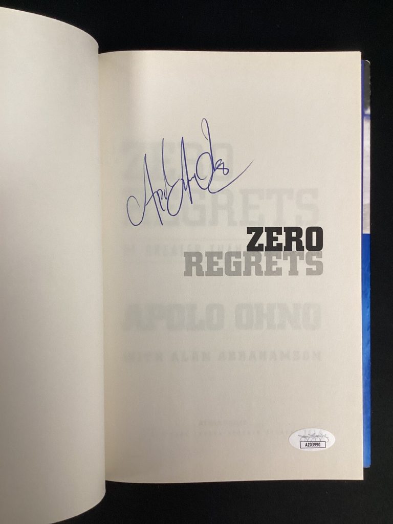 Apolo Ohno Signed Book Zero Regrets Winter Olympics HCB Hardcover Autograph JSA2