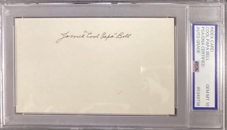 Cool Papa Bell Signed Index Card Baseball Homestead Grays PSA/DNA Auto Gem 10 2