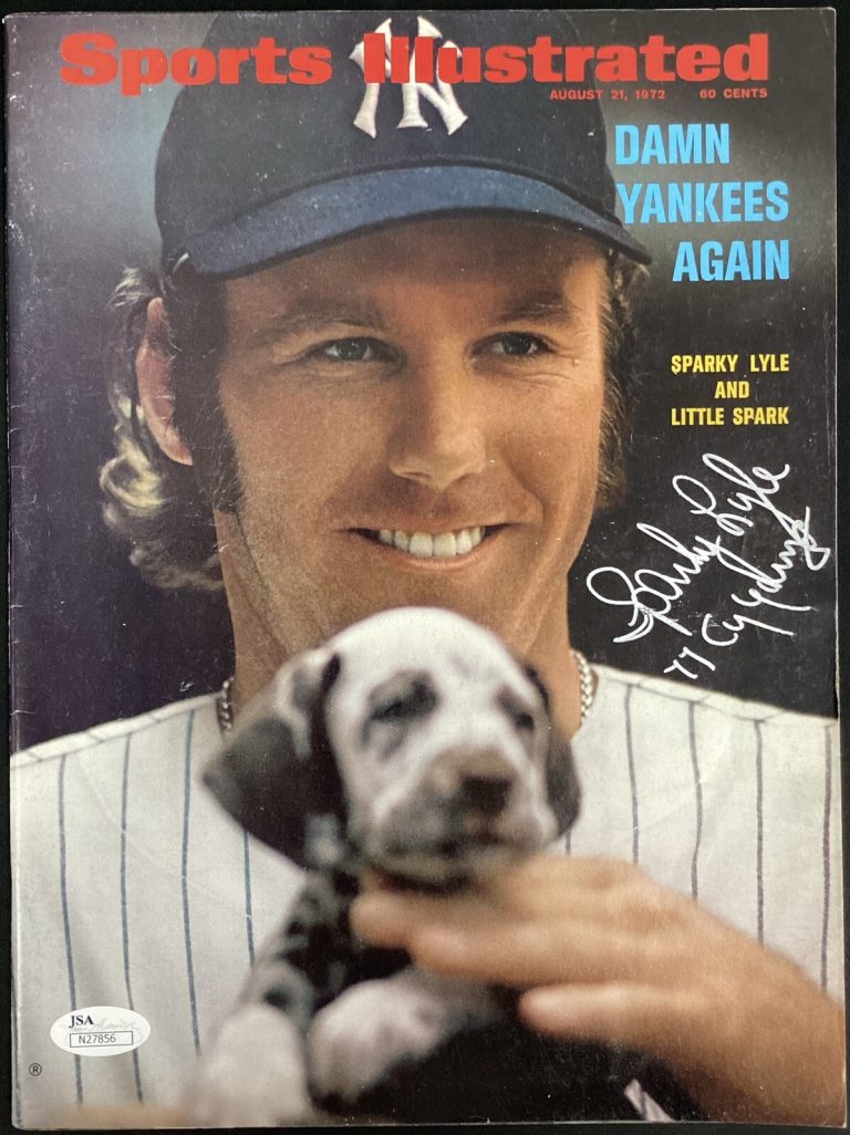 Sparky Lyle Signed Sports Illustrated 8/21/72 No Label NYY Baseball Auto WSC JSA